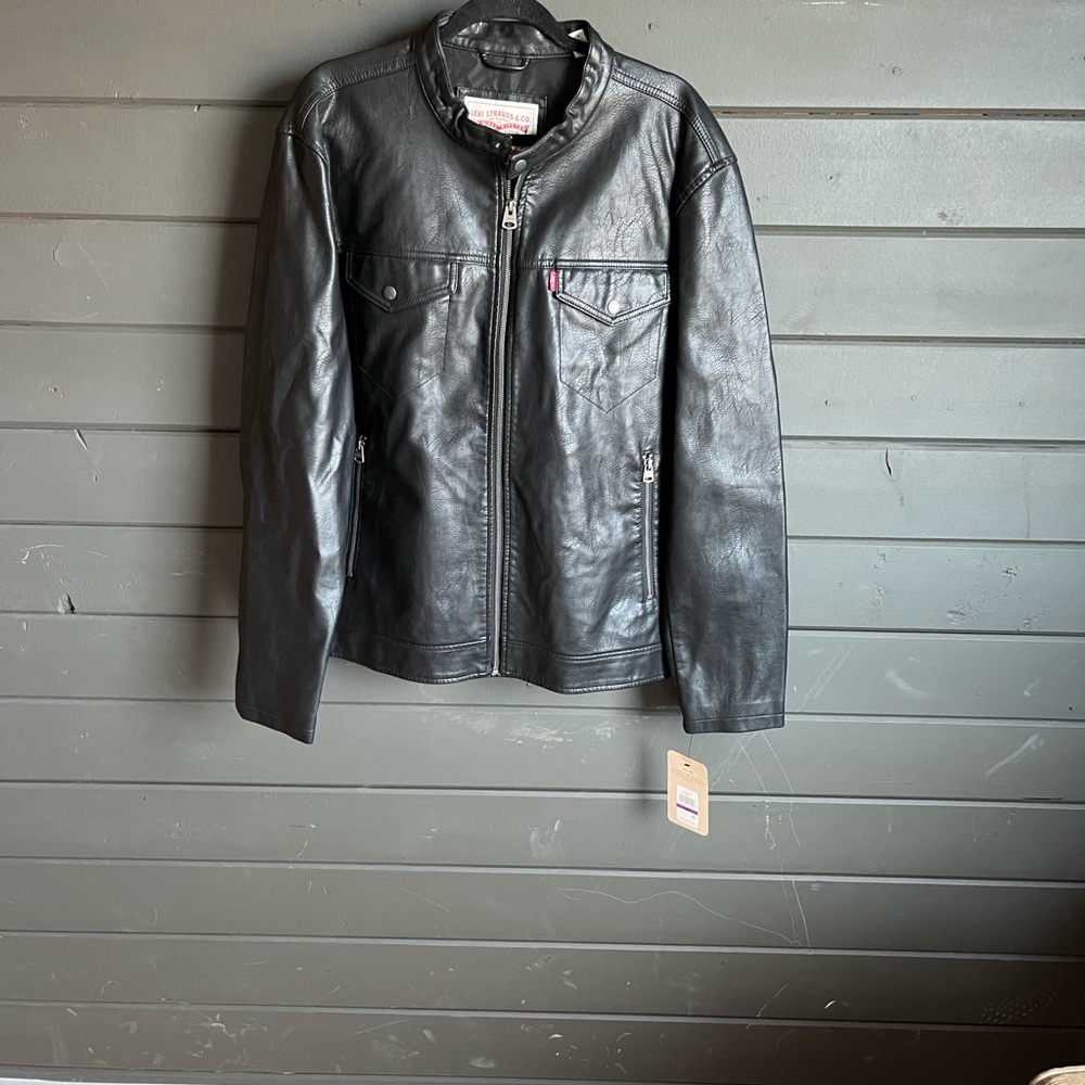 New!Levi's Black faux Leather Jacket